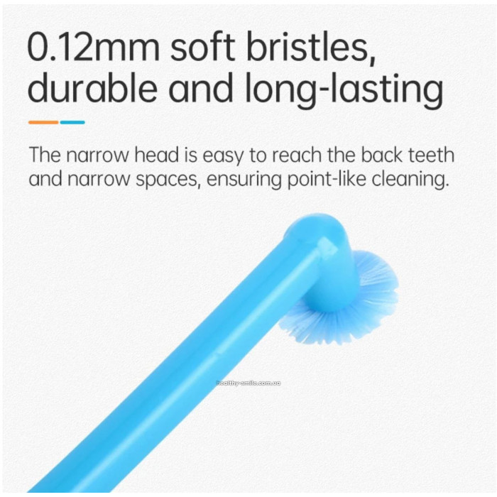 Set of mono-bristled toothbrushes, soft, (black, white, gray, blue, orange), 5 pcs.